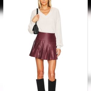 BNWT Revolve Bardot Faux Leather Pleat Skirt